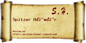 Spitzer Hümér névjegykártya